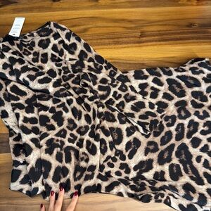 Celmia Collection Black and Tan Leopard Print Dress